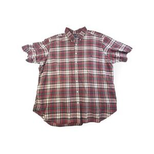Ralph Lauren Classic Fit Plaid Short Sleeve Button Down Shirt Men 2X  Red Green